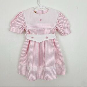 Vintage Winnie The Pooh Pink Stripe Lace Dress 4T